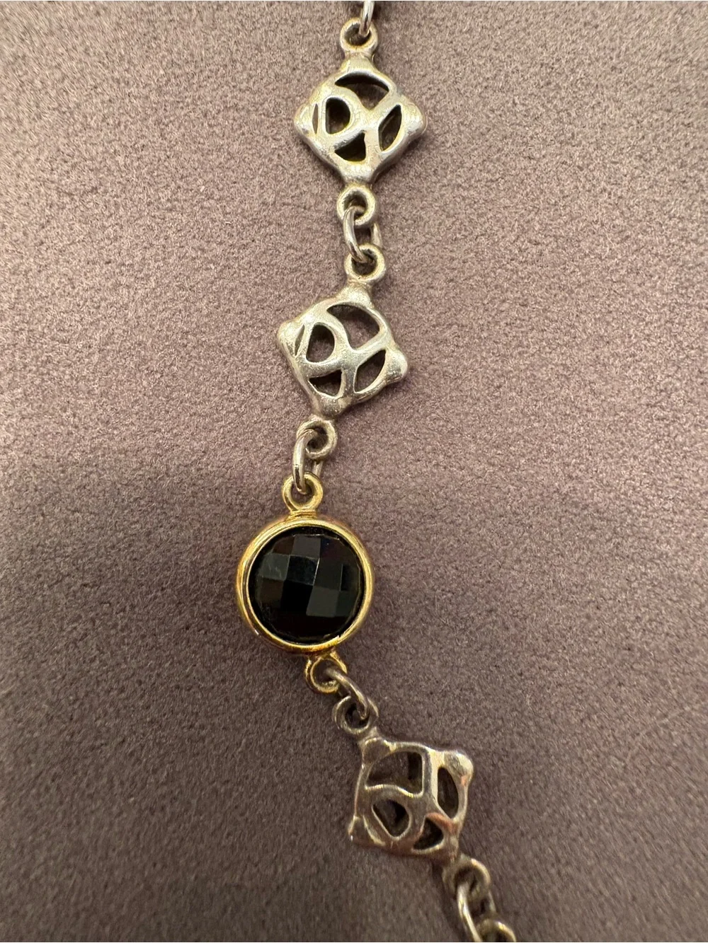 David Yurman Onyx logo necklace 18 karat gold